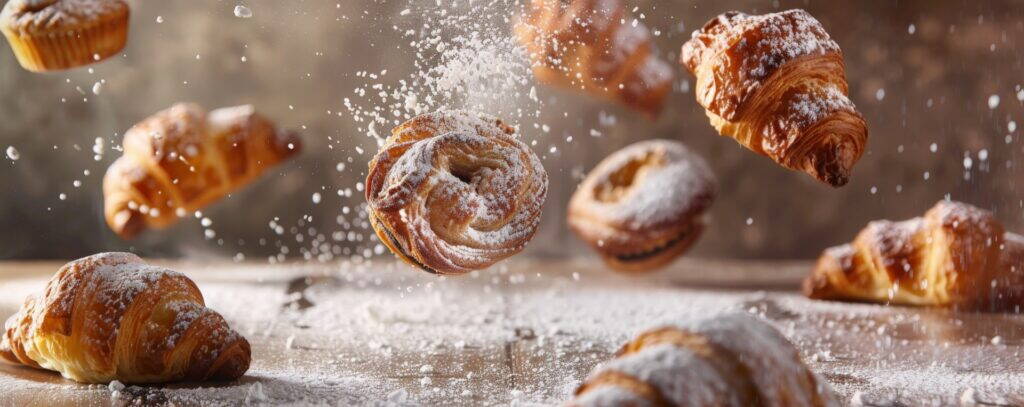 Värskelt küpsetatud croissant ja muffin Magusamaks kondiitriäri Tartu