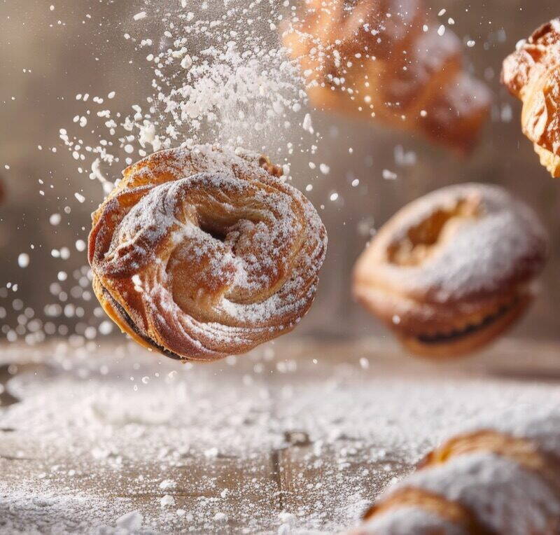 Värskelt küpsetatud croissant ja muffin Magusamaks kondiitriäri Tartu